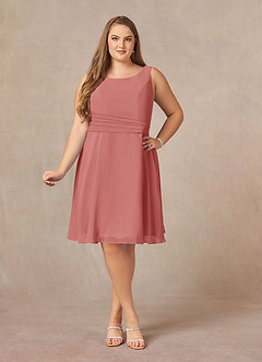 Azazie Shirley Mother of the Bride Dresses Antique Rose A-Line Scoop Pleated Chiffon Dress image11