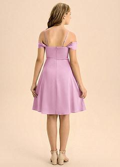 Azazie Anselie Junior Candy Pink A-Line Pleated Stretch Satin Dress image2