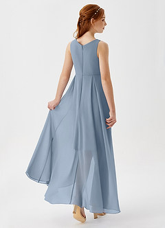Azazie Lizette Junior Dusty Blue A-Line Pleated Chiffon Dress image2
