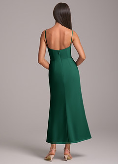 Azazie Saige Bridesmaid Dresses Emerald Sheath Off the Shoulder Chiffon Convertible Dress image8