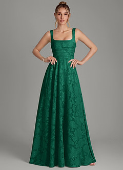 Azazie Azaria Brautjungfernkleider A-Linie Korsett Blumen-Burnout Kleid Smaragd image1