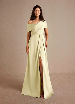 Azazie Milton 신부의 어머니 드레스 A라인 주름진 스트레치 새틴 플로어 길이 드레스 image7