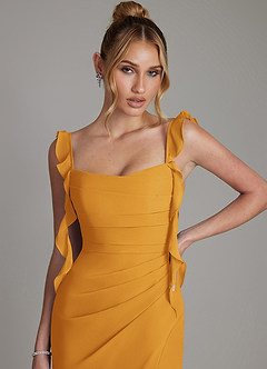 Azazie Jessamine 신부 들러리 드레스 인어 코르셋 쉬폰 바닥 길이 드레스 image3