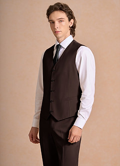 front James Ganache Structured Stretch Suit Vest