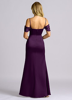 Azazie Auden Bridesmaid Dresses Grape Sheath Off the Shoulder Stretch Satin Convertible Dress image2
