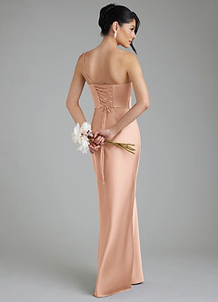 Azazie Sabrina Robes de demoiselle d'honneur Robe Sirène en Satin extensible Corset Or Rose image2