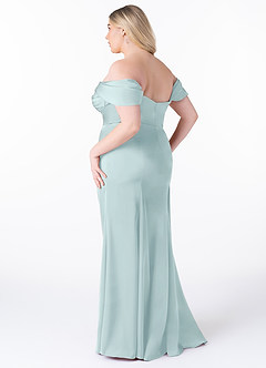 Azazie Amyra Vestidos de damas de honor Vestido de Neblina de Satén Elástico de Corte Recto Convertible con Vestidos sin tirantes image10