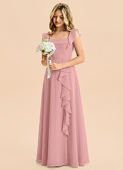 Azazie Nori Junior Dusty Rose A-Line Ruched Chiffon Dress image5