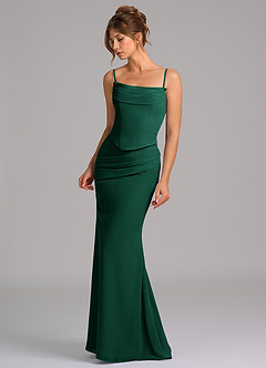 Azazie Sorrel Bridesmaid Dresses Emerald Mermaid Corset Chiffon Dress image6
