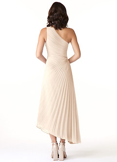 Azazie Kirra Bridesmaid Dresses White Alabaster A-Line One Shoulder Chiffon Dress image2