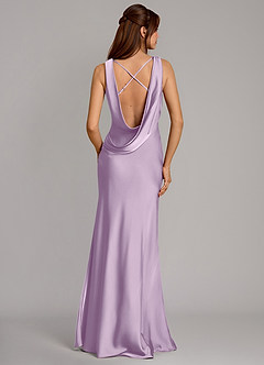 Azazie Cheryl Bridesmaid Dresses Frosted Lilac Mermaid Stretch Satin Dress image1