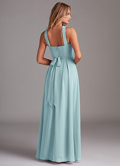 Azazie Dixie Bridesmaid Dresses Sea Glass A-Line Halter Pleated Chiffon Dress image2