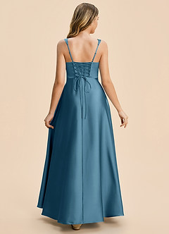 Azazie Azaria Junior Robe Trapèze en Satin extensible Plissé Bermude image2