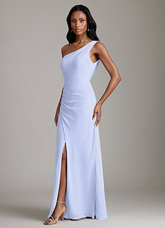 Azazie Madelyn Bridesmaid Dresses Lavender Mermaid One Shoulder Chiffon Convertible Dress image6