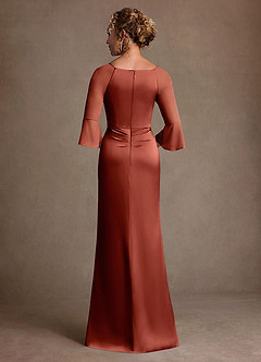 Azazie Nampa vestidos de madre de la novia Vestido de Terracota de Malla de Corte Recto con Plisado image3