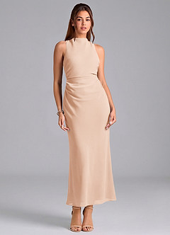 Azazie Evadne Brautjungfernkleider Etui Plissee Chiffon Kleid Englisches Rosa image3