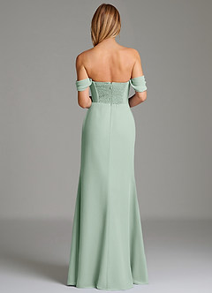 Azazie Riley Bridesmaid Dresses Agave Sheath Off the Shoulder Chiffon Convertible Dress image3