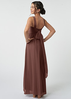 Azazie Kora Junior Espresso A-Line Pleated Chiffon Dress image4