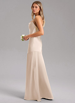 Azazie Grata Bridesmaid Dresses White Alabaster Mermaid Side Slit Stretch Satin Dress image5