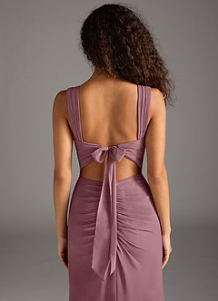 Azazie Jesaphine Bridesmaid Dresses Amethyst Sheath Bow Chiffon Dress image6