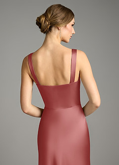 Azazie Alouette Robes de demoiselle d'honneur Robe Sirène en Satin extensible Plissé Antique Rose image4