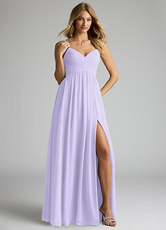 Azazie Alia Brautjungfernkleider A-Linie Plissee Chiffon Kleid Flieder image4