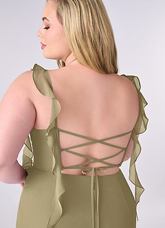 Barbie ♥ Azazie Bridesmaid Dresses Moss Green Mermaid Corset Chiffon Dress image10