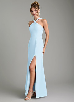 Azazie Rue Bridesmaid Dresses Sky Blue A-Line Halter Chiffon Dress image5