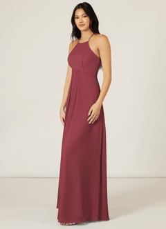 Azazie Sarah Final Sale Merlot Empire Pleated Chiffon Dress image4