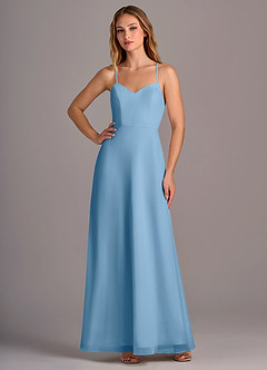 Azazie Mei Abiti da Damigella Abito A-Line in Chiffon Blu Acciaio image3