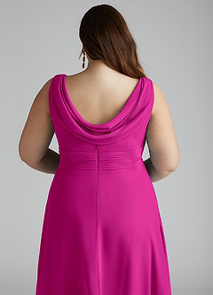 Azazie Karina Bridesmaid Dresses Fuchsia A-Line Pleated Chiffon Dress image10