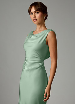 Azazie Kieryn Robes de demoiselle d'honneur Robe Sirène en Satin extensible Plissée Agave image6