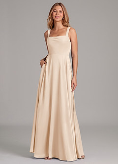 Azazie Shaude Jurken voor bruidsmeisjes Jurk van Chiffon met A-Lijn Geplooid Wit Albast image3