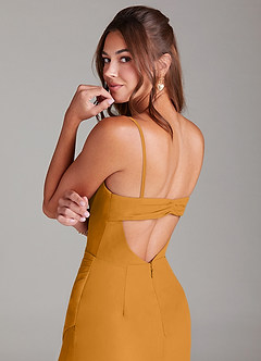 Azazie Leonis Vestidos de madrinha de casamento Vestir Caramelo de Chiffon de Bainha com Sem alças image4