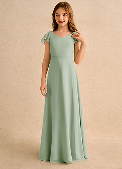 Azazie Nari Junior Formal Flower Girl Klänningar Klä A-Line i Chiffong med ärmar image5