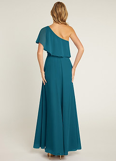 Azazie Lizzy Brautjungfernkleider A-Linie One-Shoulder Chiffon Kleid Tintenblau image2