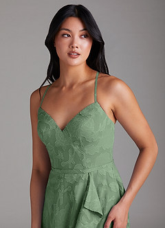 Azazie Naeem Bridesmaid Dresses Eucalyptus A-Line Floral Burnout Dress image6