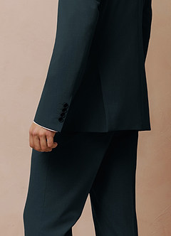 front Savile Dark Green Wool Blend Suit Jacket