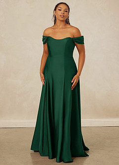 Christian Siriano Bridal for Azazie 1002 Brautjungfernkleider Wandelbar A-Linie Schulterfrei Stretch-Satin Kleid Dunkelgrün image8