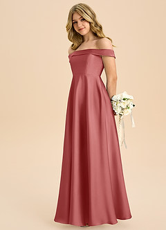 Azazie Sissy Junior Klänning av A-Line i Stretch Satin Off the shoulder image6