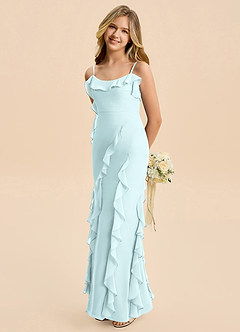 Azazie Phoebe Junior Klä av Tubklänning i Chiffong Rynkad image4