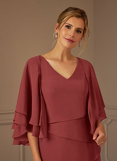 Azazie OHara Mère de la mariée Robes Robe Trapèze en Mousseline de soie Col V Terracotta image11