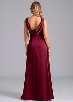 Azazie Karina Bridesmaid Dresses Burgundy A-Line Pleated Stretch Satin Dress image6