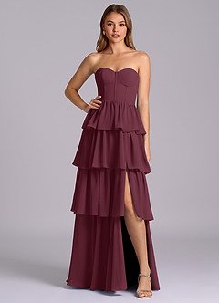 Azazie Faye Bridesmaid Dresses Cabernet A-Line Sweetheart Neckline Chiffon Dress image1