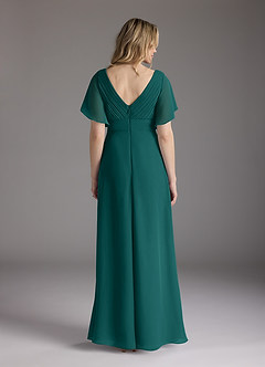Azazie Alessa Mother of the Bride Dresses Peacock A-Line V-Neck Pleated Chiffon Dress image6