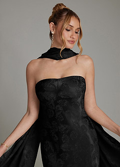 Azazie Viv Bridesmaid Dresses Midnight Jacquard Sheath Strapless Jacquard Dress image8