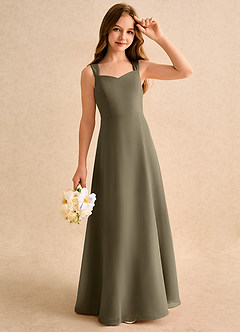 Azazie Makani Girls Formal Flower Girl Dresses Willow Green A-Line Sweetheart Neckline Chiffon Dress image4
