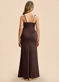 Azazie Adrienne Junior Ganache Sheath Pleated Stretch Satin Dress image2
