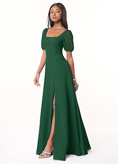 Azazie Alani Bridesmaid Dresses Dark Green A-Line Square Neckline Chiffon Dress image3
