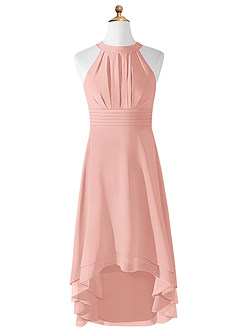 Azazie Linna Junior Rosette A-Line Pleated Chiffon Dress image5